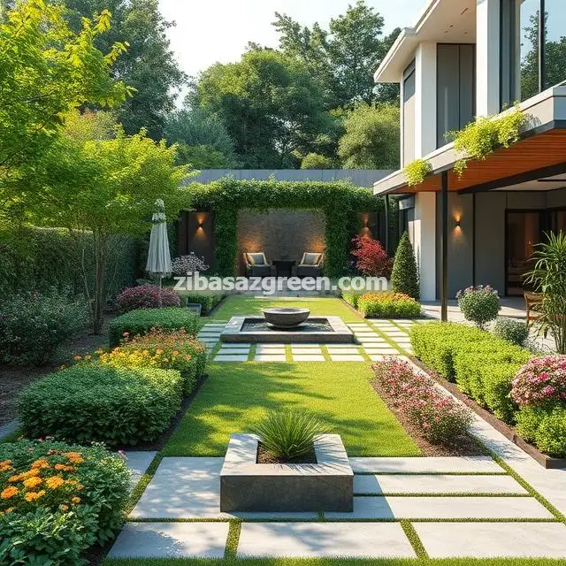 طراحی باغچه ویلا مدرن در تهران