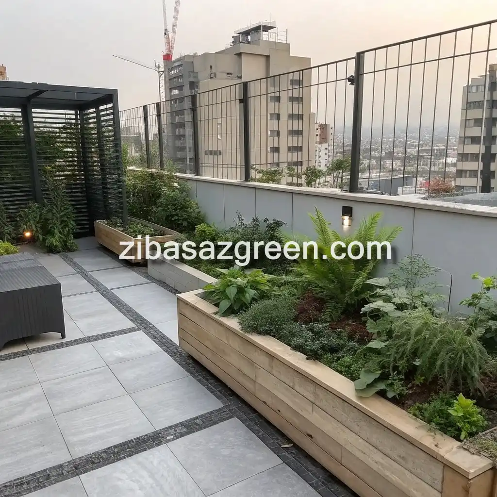 گروه مهندسین آریا طراحی و احداث باغچه مدرن در تهران بلوار کشاورز
