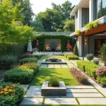 طراحی باغچه ویلا مدرن در تهران